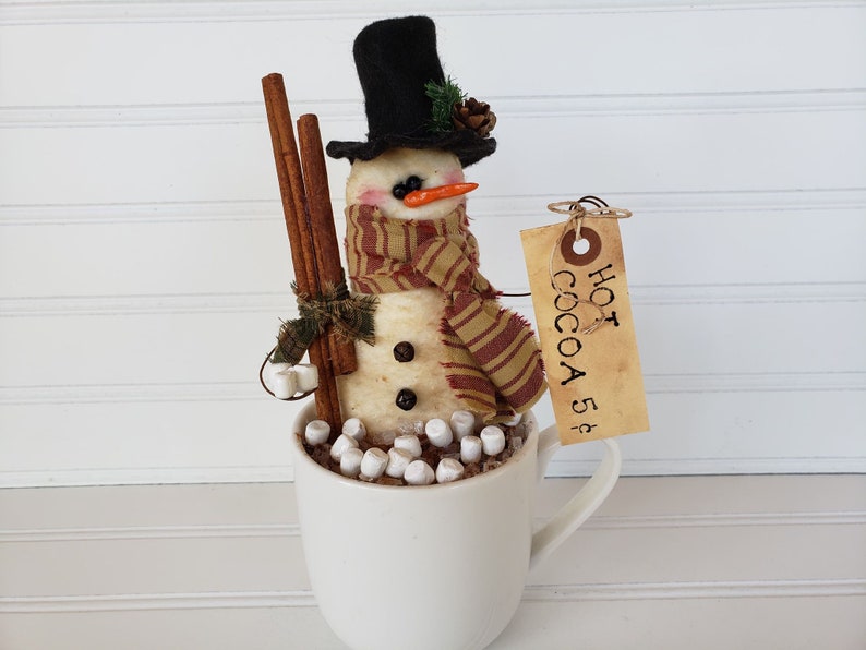 Snowman Cup Primitive Coffee Station Decor Primitive Snowman Cup Holiday Snowman Cup Winter Snowman Cup Coffee Bar Snowman image 4