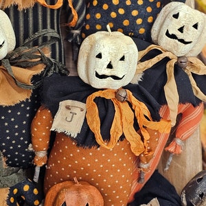 Primitive Jack O Lantern Twig Doll – Rustic Halloween Pumpkin Shelf ...