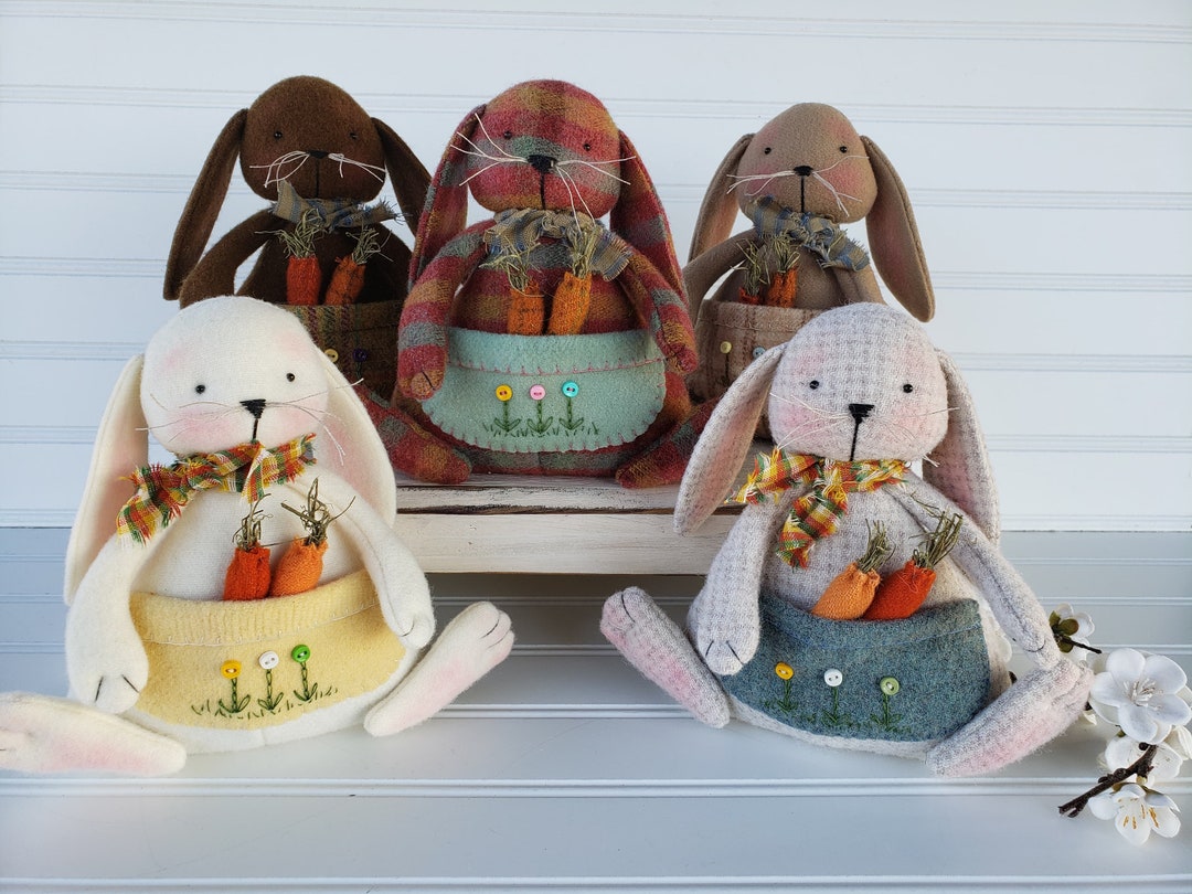 Primitive Pattern - Bunny E Pattern - Wool Rabbit Digital Pattern ...