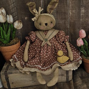Primitive Spring Rabbit Home Decor Folkart Farmhouse Bunny Loretta ...