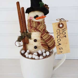 Snowman Cup Primitive Coffee Station Decor Primitive Snowman Cup Holiday Snowman Cup Winter Snowman Cup Coffee Bar Snowman image 7