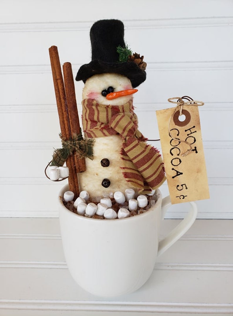 Snowman Cup Primitive Coffee Station Decor Primitive Snowman Cup Holiday Snowman Cup Winter Snowman Cup Coffee Bar Snowman image 7