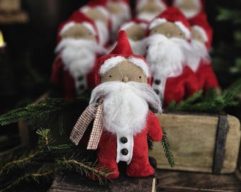 Primitive Folk Art Santa - Tiered Tray Christmas Santa Home Decor - Holiday Santa Doll - Christmas Holiday Saint Nicholas - Rustic Claus