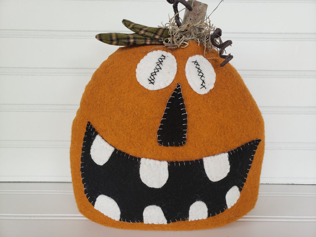 Halloween Pumpkin - Autumn Jack O Lantern - Halloween Wool Felt Pumpkin ...
