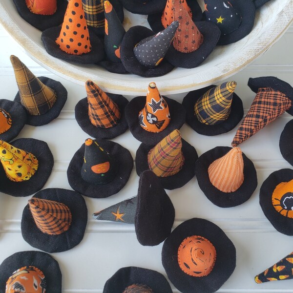 Little Witch Hat Bowl Filler - Primitive Witch Hats - Halloween Witch Hats - Witch Hats Bowl Filler - Fall Witch Hats - Tiny Witch Hats