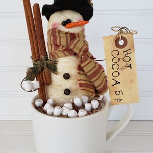 Snowman Cup Primitive Coffee Station Decor Primitive Snowman Cup Holiday Snowman Cup Winter Snowman Cup Coffee Bar Snowman image 2