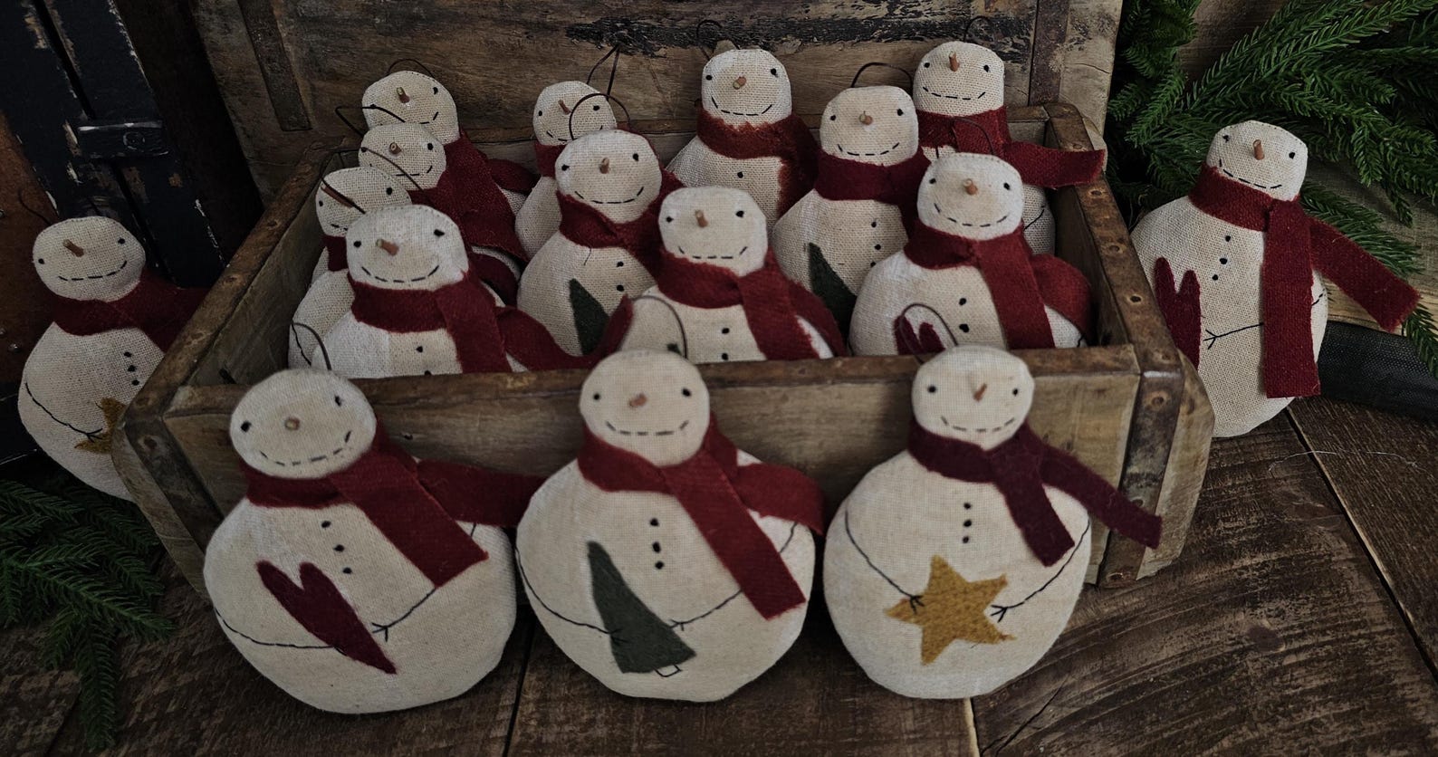 Snowman Types Primitive Snowman Ornament - Folk Art Snowman Christmas Tree Ornament ...