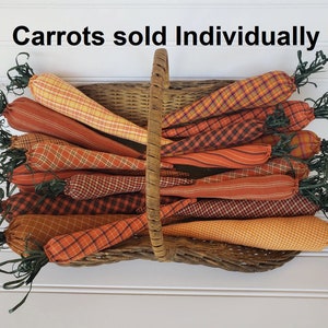 Primitive Carrots Bowl Filler 8 inch long - Country Carrots - Primitive Handmade Carrots - Primitive Spring Carrots - Homespun Fabric Carrot