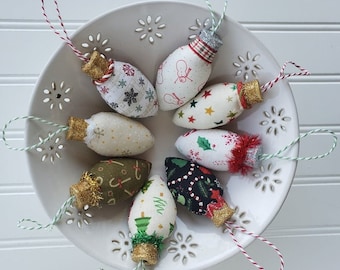 Christmas Bulb Pattern - Primitive Sewing E Pattern - DIY Ornament Pattern - Christmas Ornament Pattern - Handmade Cane Ornament Pattern