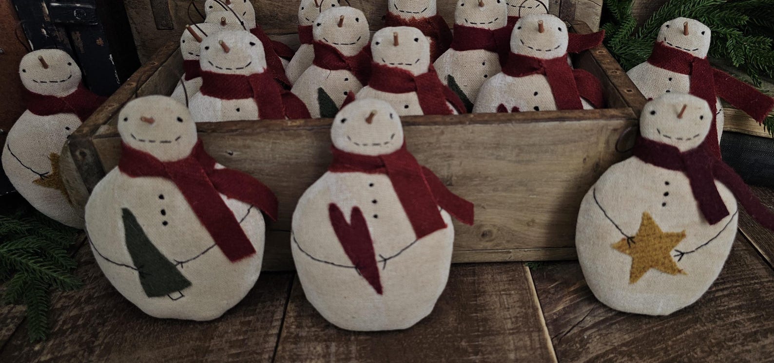 Snowman Types Primitive Snowman Ornament - Folk Art Snowman Christmas Tree Ornament ...