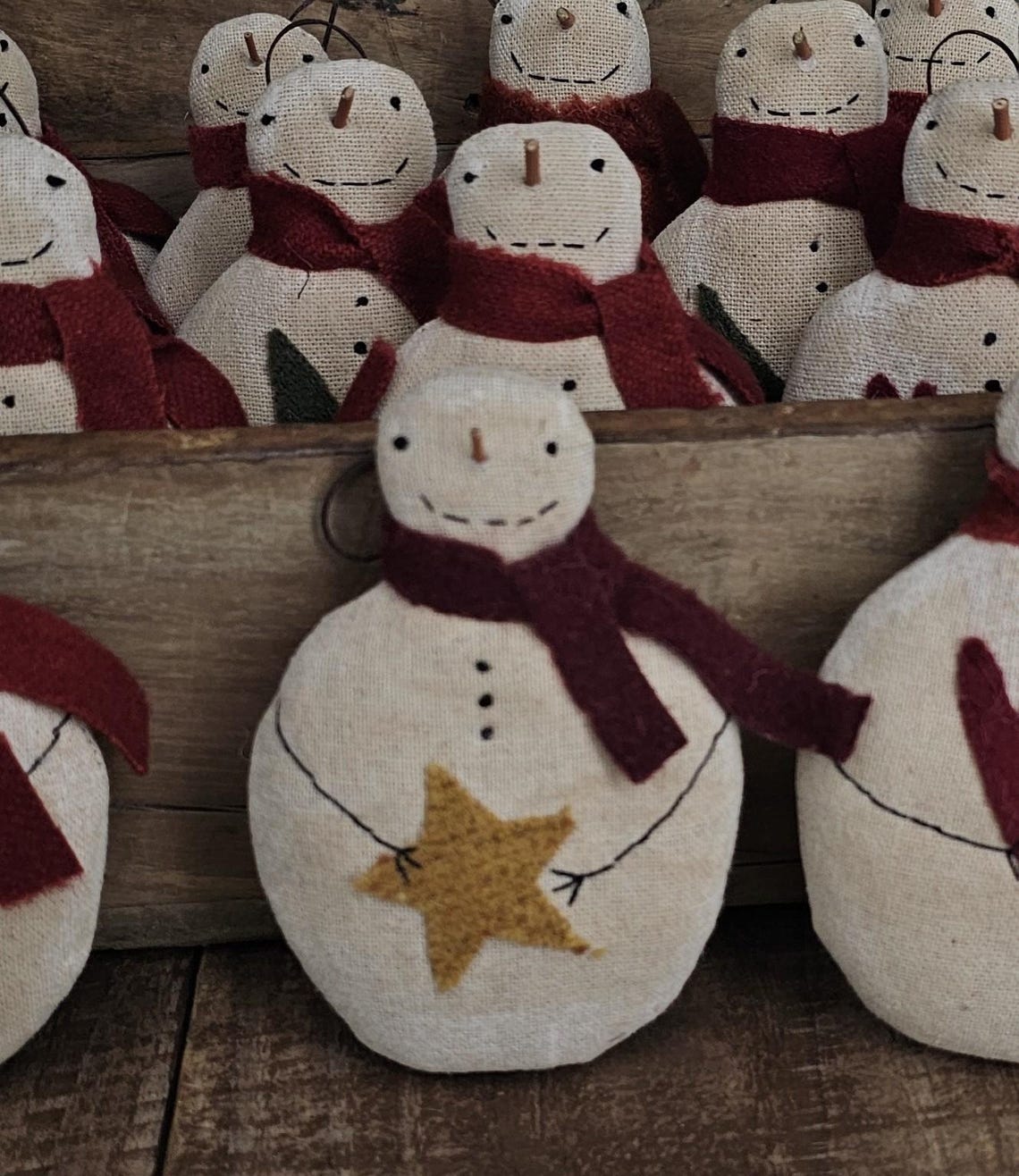 Snowman Types Primitive Snowman Ornament - Folk Art Snowman Christmas Tree Ornament ...