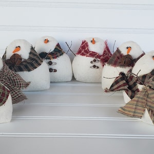 Primitive Snowman Set: Homespun Scarves, Winter Decor