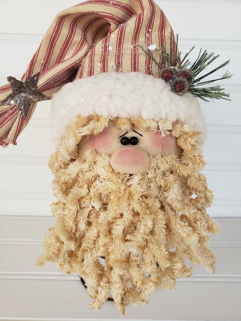 Primitive Santa Nodder Tiered Tray Santa Santa Rusty Spring Santa Home Decor Holiday Santa Head Christmas Santa Saint Nicholas image 3