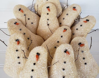 Snowman Sugar Bowl Filler - Primitive Ornament - Sugar Cookie Snowmen - Christmas Tree Decoration Home Decor - Rustic Cookies