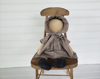 Prairie Doll - Amish Doll - Primitive Dolly - Plain Prairie Doll - Doll Home Décor - Farmhouse Doll - Handmade Craft Doll - Gift for Her