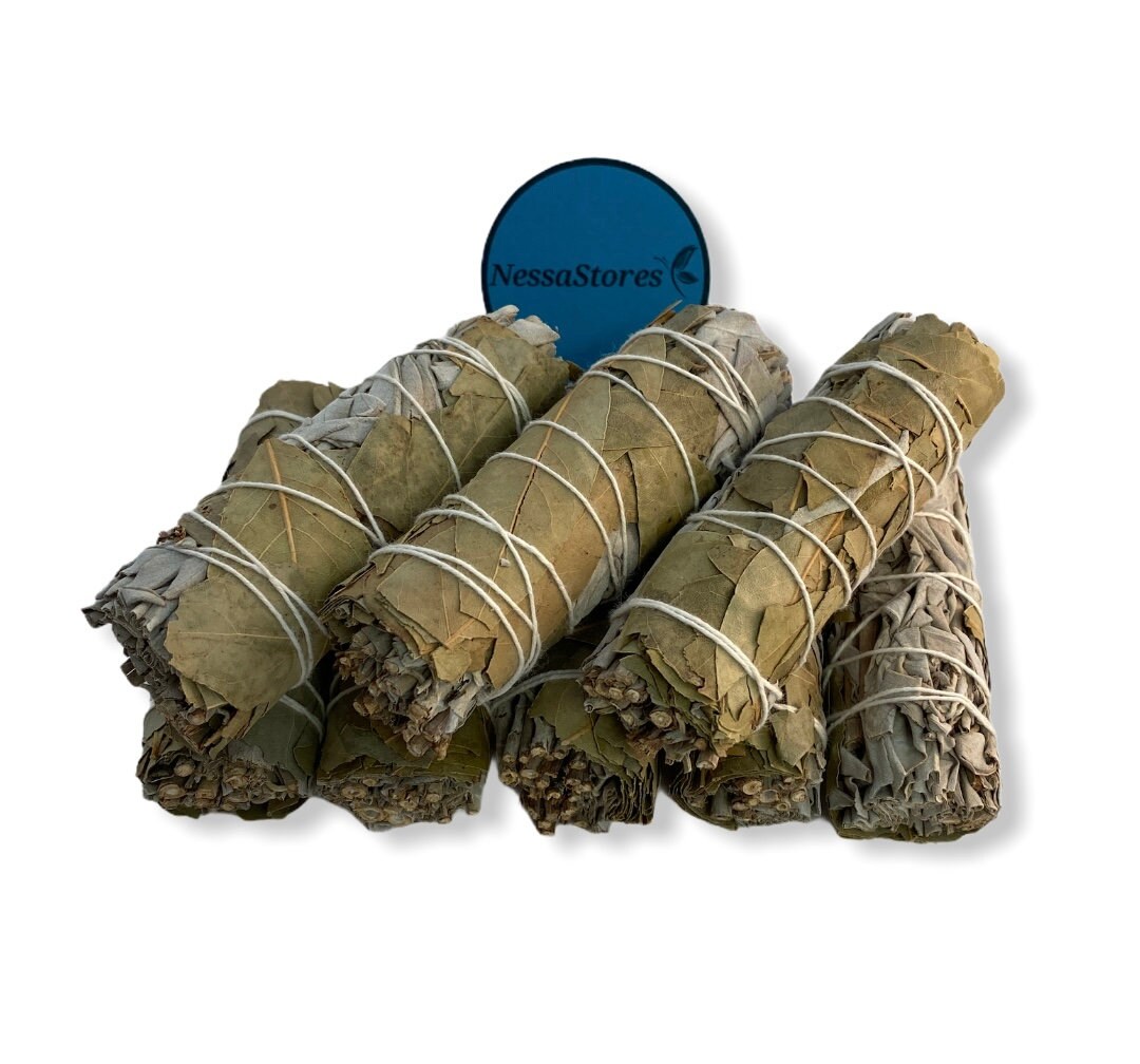 NessaStores Blue Sage Smudge Incense Sticks - 4-5 Bundles (100 Pcs) - JC-73