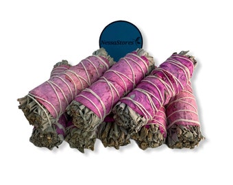 NESSASTORES - White Sage + Pink Petals Smudge Incense 4" Bundle #JC-195 (3 pcs)