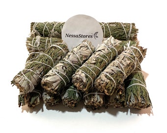 NessaStores CA White Sage + Cedar Smudge Stick 4" Bundle (3 pcs) #JC-166
