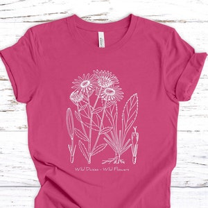Daisy Wildflower Botanical Study - White Print - Unisex Jersey Short Sleeve Tee