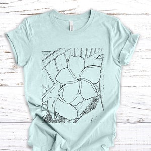 Tropical Lei Flower Graphic Print on Heather T Shirt