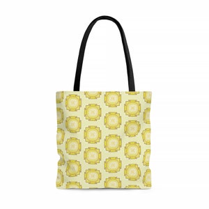 Golden Sri Yantra Sacred Geometry Mandala - Tote Bag with Black Handle