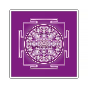 Adesivo Sri Yantra - Sfumature di viola - Il suono dell'OM - Mandala geometrico impermeabile