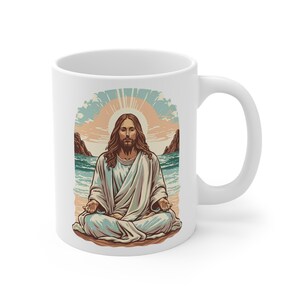 Sacred Serenity: Jesus Meditation Beach Mug 11oz