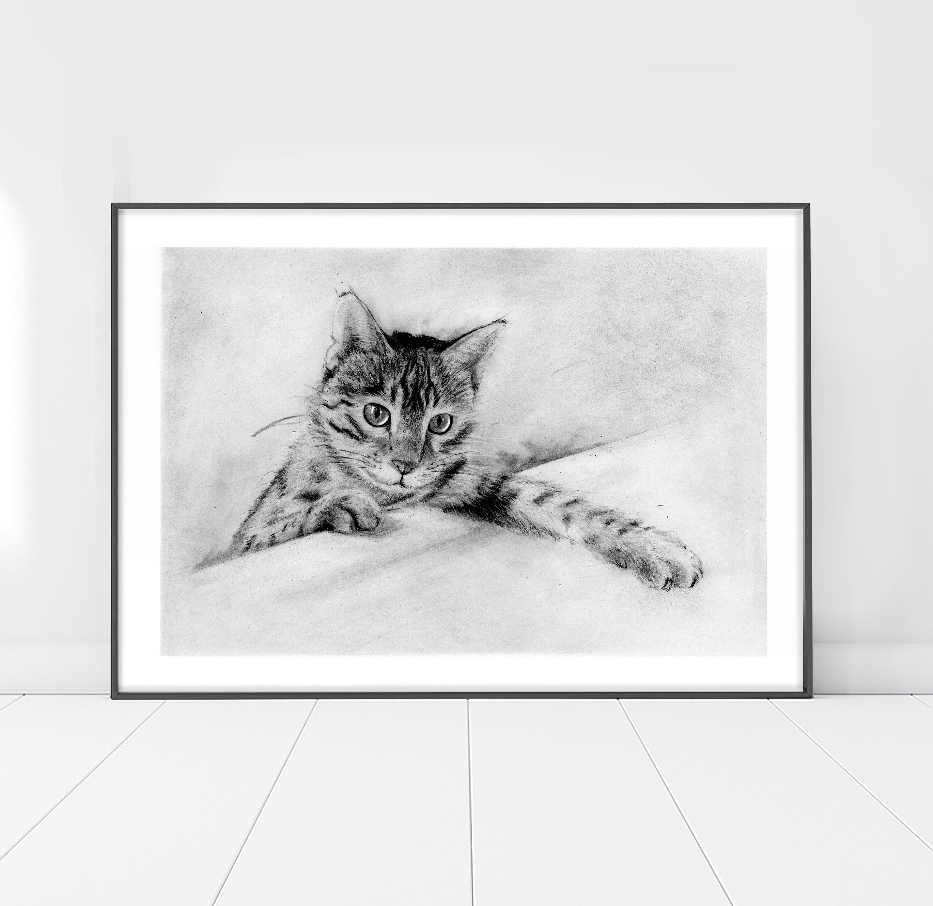 Kohle Katze Skizze, schwarz und weiß Kätzchen Zeichnung, bengalischen  Wanddruck, Poster, ausdrucksstarke Tier Kunst, - Etsy Schweiz, image size:3000x2913