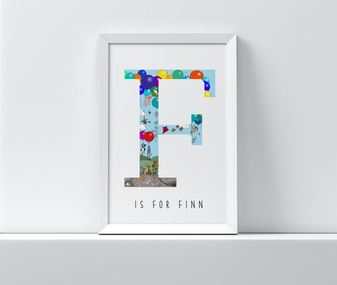 Personalised Kid's Letter Print, Illustrated "f" Poster, Farm Animals ...