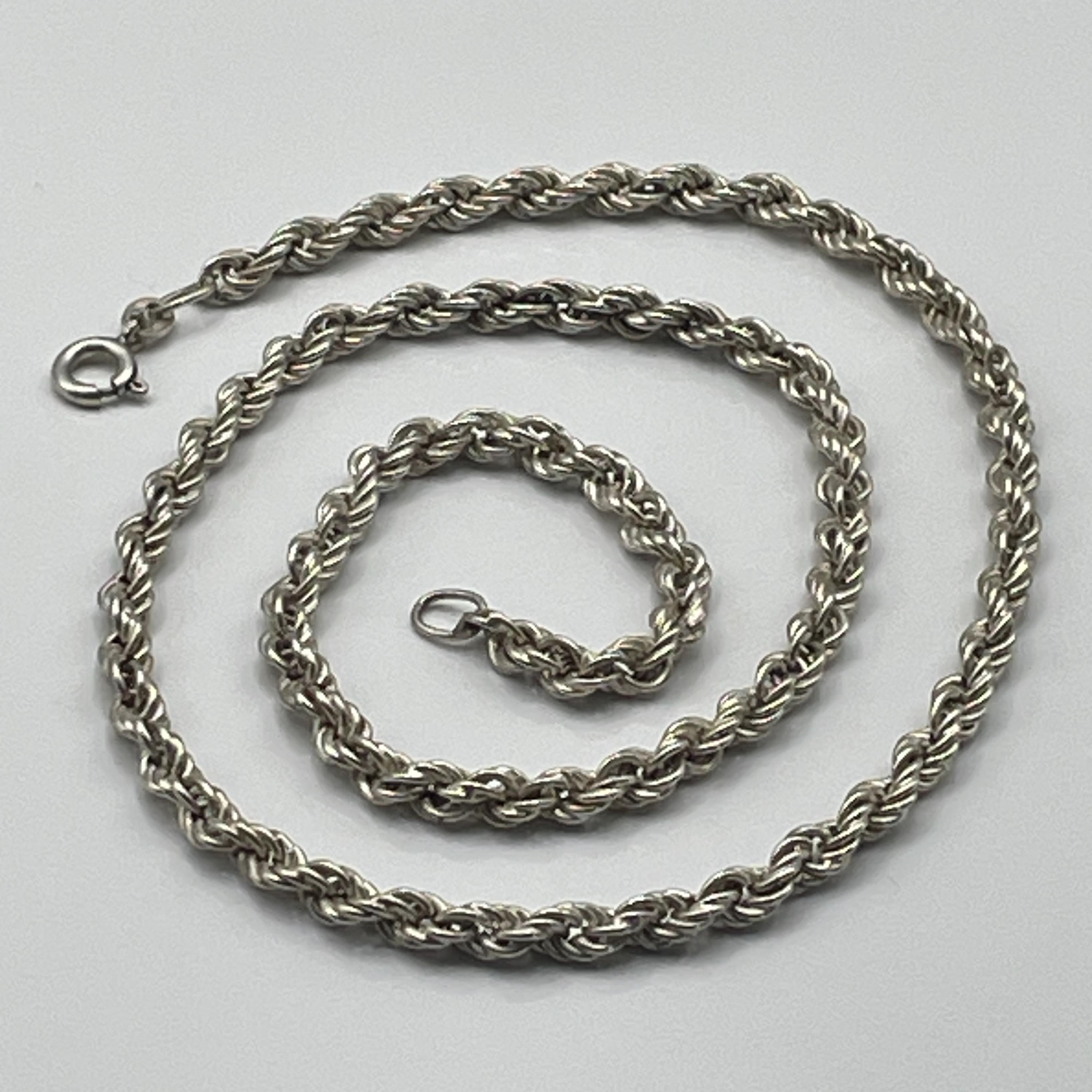Vintage sterling silver '925' twisted rope 16" chain necklace 8.26g…