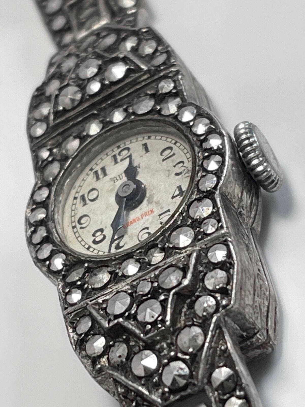 ヴィンテージ 英国製925シルバー マーカサイト マルカジット手巻き腕時計スイス ヴィンテージ 英国製925シルバー マーカサイト マルカジット手