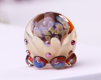 Purple Focal Lampwork Bead, Petal Glass Bead for a Pendant 0,6 inch (16 мм)