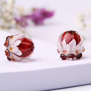 Brown and White Lampwork Bead Pair to Create Unique Jewelry