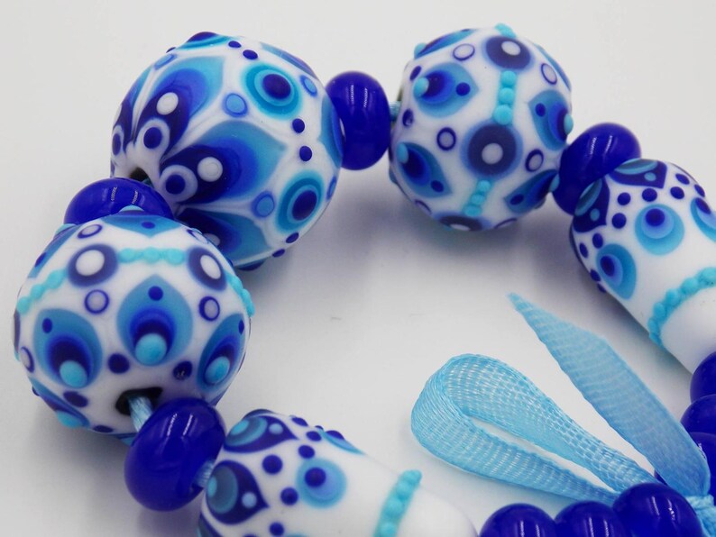 Glass Beads Handmade Lampwork Bead Set for Jewelry Cobalt Etsy