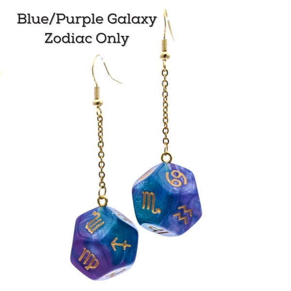 Astrology Dice Earrings - 12-Sided Polyhedral Dice with Zodiac Signs- Horoscope - Astrological Signs Symbols - Sun Sign Earrings