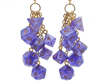 MINI Dice Earrings with 2 Full Dice Sets - D20 Earrings DND Pathfinder Polyhedral Dice Jewelry - Gamer Girl Geeky Jewelry - Quirky and Fun