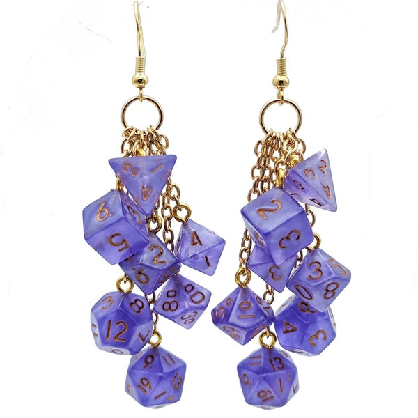 Boucles d'oreilles MINI Dice avec 2 jeux de dés - Boucles d'oreilles D20 Bijoux dés polyédriques Pathfinder du MDN - Bijoux geek Gamer Girl - Insolites et amusants