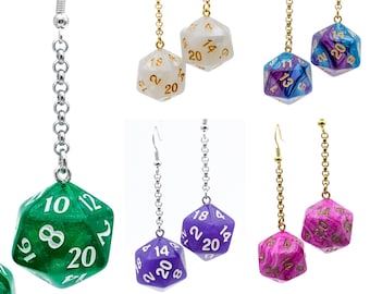 Colorful D20 Dice Earrings - DND Polyhedral Dice - Tabletop RPG - Quirky Geeky  Gamer Jewelry for Everybody