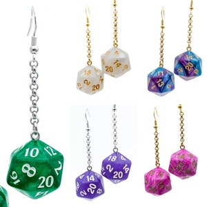 Bunte DND Würfel Ohrringe - DND Polyedrische Würfel - Schriller Geeky Gamer Schmuck für Jedermann