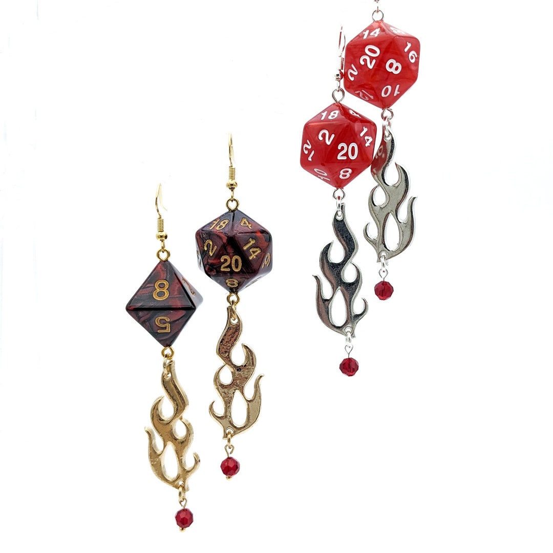 D20 Fire Dice Earrings Cleric of the Fire Domain DND Dice Etsy