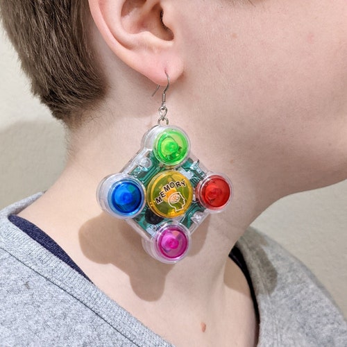 Simon Says Memory Game Earrings With Real Electronic Simon - Etsy