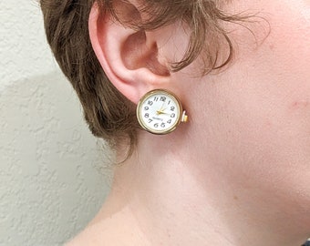 Functional Clock Earrings - Watch Earrings - Stud Earrings with Working Watches - Timepiece - Quirky Geeky Jewlery