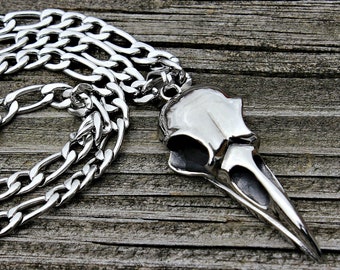 Collar para hombre de acero inoxidable con calavera de pájaro - Collar colgante - Regalo del día del padre estilo masculino urbano para papá novio collar regalo para él