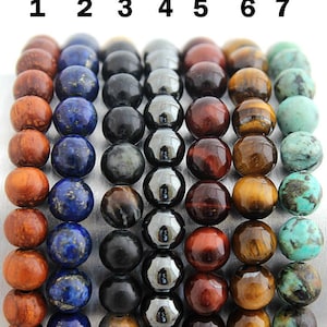 4pc Mens Bracelet Set - Your Choice w/ Black Onyx & Lava Stone  - Mens Beaded Bracelets - Boyfriend Gift for Him - Gifts for Men for dad