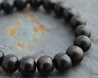 Tiger Ebony Wood Bracelet for Her - Girlfriend Birthday - Gift for Girl - Teen Daughter - 10mm, 8mm or 6mm Beads