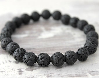 Lava Bead Bracelet - Essential Oil Diffuser Bracelet - Lava Rock Bracelet for Man - Lava Stone Bracelet - Father's Day Gift for Dad