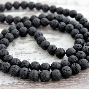 Mens Beaded Necklace 6mm Lava Stone Necklace Diffuser Necklace Mens Necklace Boyfriend Birthday Gifts for Son Gift Husband Gift image 1