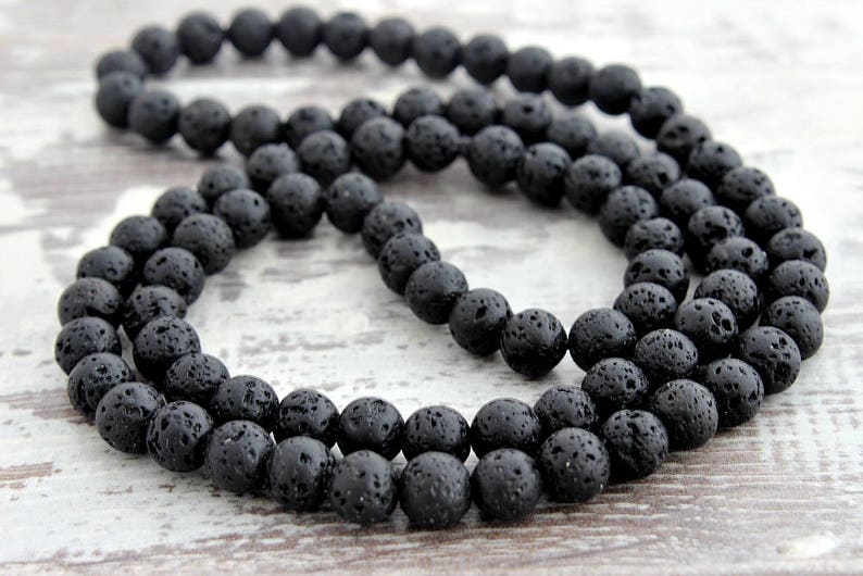 Mens Beaded Necklace 6mm Lava Stone Necklace Diffuser Necklace Mens Necklace Boyfriend Birthday Gifts for Son Gift Husband Gift image 1