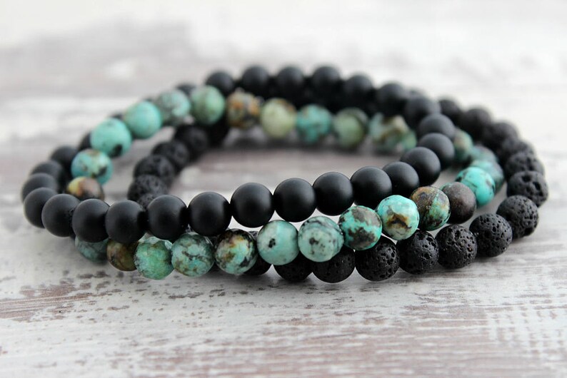 Mens Beaded Bracelets Gifts for Men for dad 4pc Mens Bracelet Set Your Choice w Black Onyx /& Lava Stone Boyfriend Gift for Him