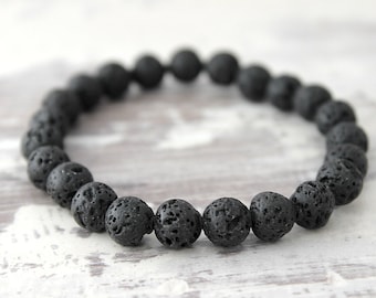 Black Lava Bracelet Essential Oil Diffuser Bracelet Boyfriend Gift Husband Gift Son Gift Mens Gift Mens Bracelet Beaded Bracelet